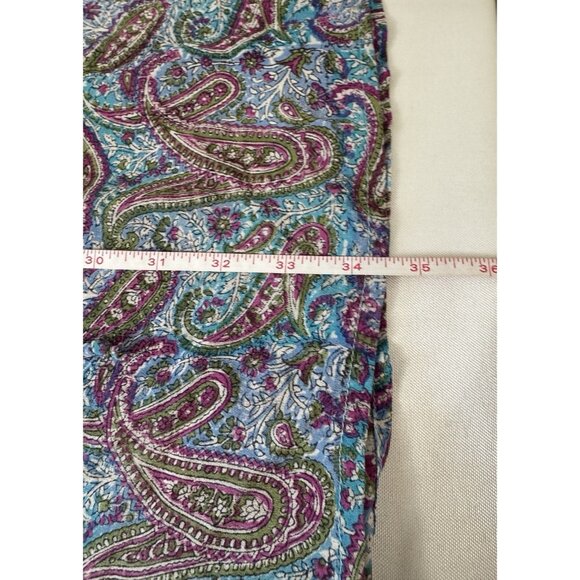 Tolani S Silk Colorful Paisley Tunic Drawstring Waist Coastal Preppy Boho V-neck - Picture 12 of 12